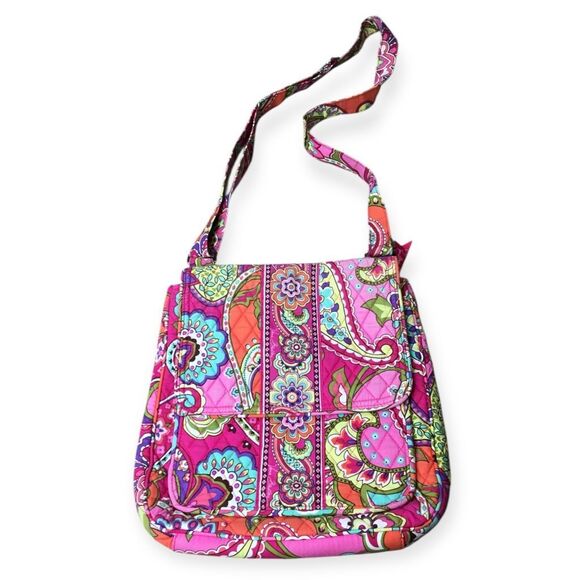 VERA BRADLEY Pink Swirls Multi-Pocket Quilted Crossbody Bag - Picture 1 of 7